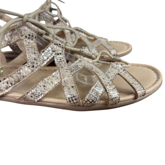 Naturalizer N5 Comfort Whimsy Golden Snakeskin Gladiator Sandals Shoes Flats 11 - Picture 13 of 16